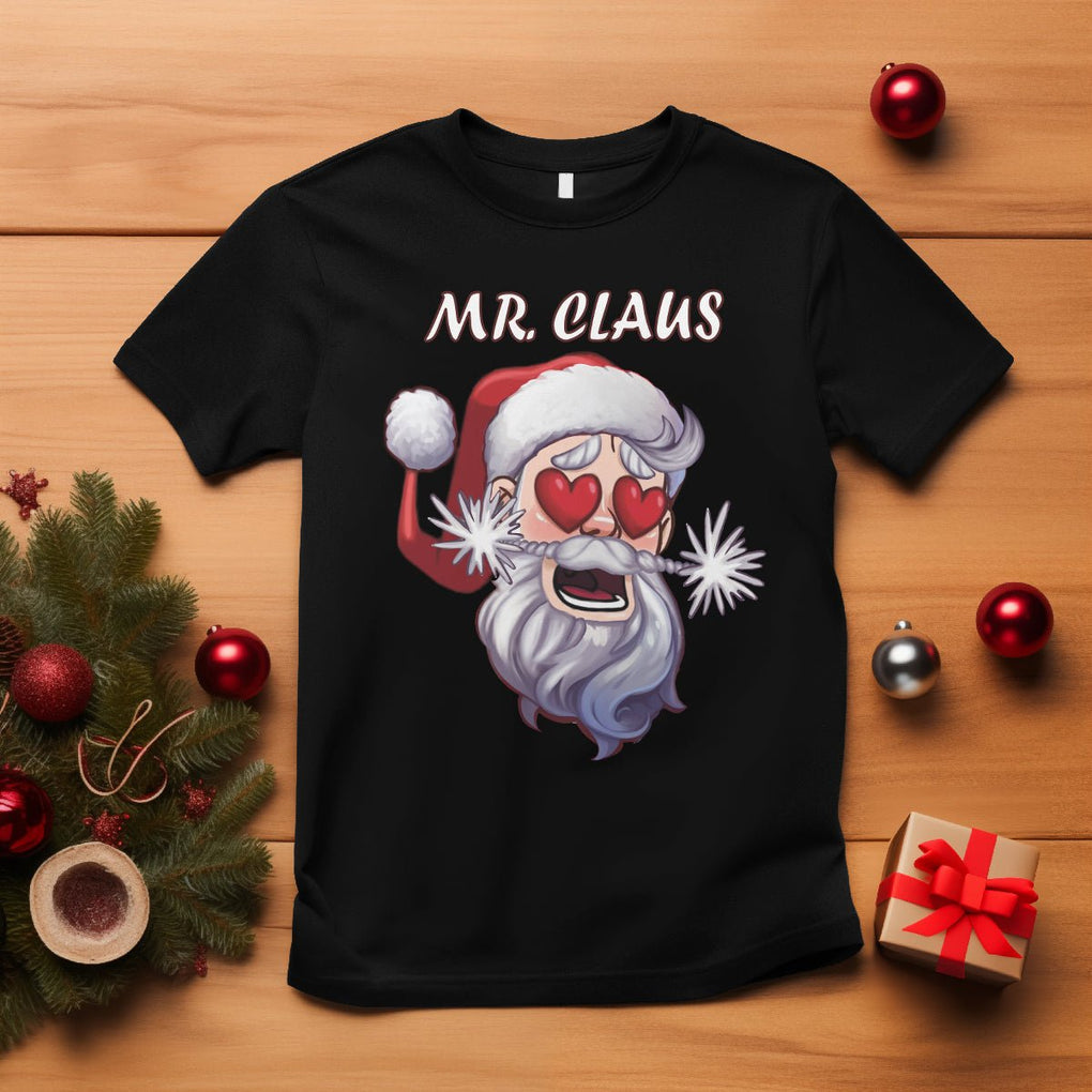 Christmas Couple Matchhing T Shirt Mr and Mrs Claus Couples Match Santa Lover TS09 Black Printyourwear