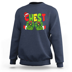 Christmas Couples Sweatshirt Chestnuts Xmas Matching Family Funny Chest Skeleton TS02 Navy Printyourwear