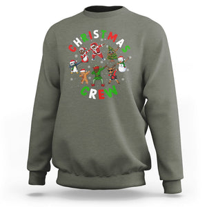 Christmas Crew Black African American Santa Reindeer Snowman Dabbing Sweatshirt TS09 Military Green Printyourwear