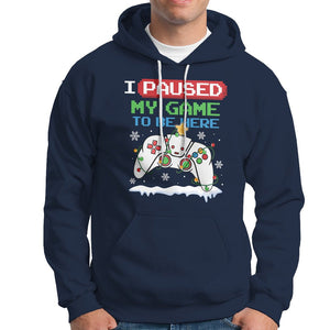 Christmas Gamer I Paused My Game To Be Here Hoodie TS09 Navy Printyourwear