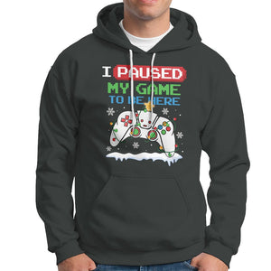 Christmas Gamer I Paused My Game To Be Here Hoodie TS09 Dark Heather Printyourwear