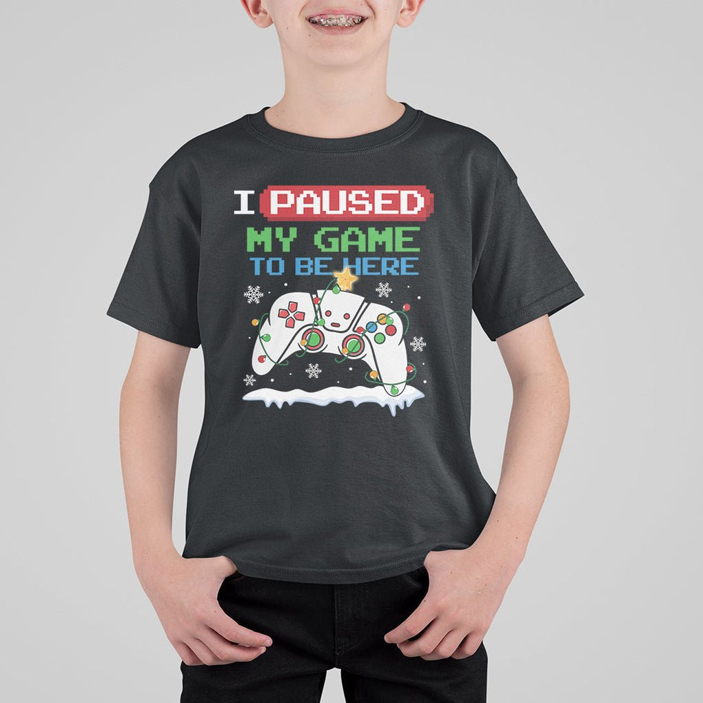 Christmas Gamer I Paused My Game To Be Here T Shirt For Kid TS09 Black Printyourwear