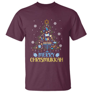 Christmas Hanukkah T Shirt Merry Christmukkah Jewish Christmas Tree Chanukah Hanukkah TS02 Maroon Printyourwear