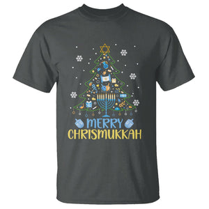 Christmas Hanukkah T Shirt Merry Christmukkah Jewish Christmas Tree Chanukah Hanukkah TS02 Dark Heather Printyourwear