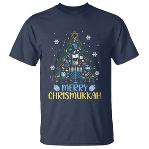 Christmas Hanukkah T Shirt Merry Christmukkah Jewish Christmas Tree Chanukah Hanukkah TS02 Navy Printyourwear