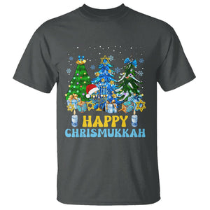 Christmas Hanukkah T Shirt Merry Christmukkah Jewish Christmas Trees Chanukah Hanukkah TS02 Dark Heather Printyourwear