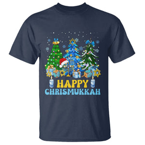 Christmas Hanukkah T Shirt Merry Christmukkah Jewish Christmas Trees Chanukah Hanukkah TS02 Navy Printyourwear