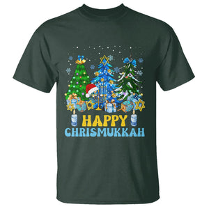 Christmas Hanukkah T Shirt Merry Christmukkah Jewish Christmas Trees Chanukah Hanukkah TS02 Dark Forest Green Printyourwear