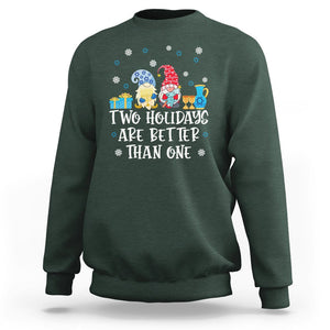 Christmas Hanukkah Two Holidays Are Better Than One Jewish Gnome Sweatshirt TS09 Dark Forest Green Printyourwear