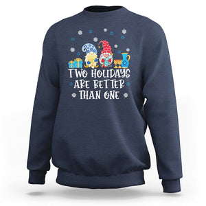 Christmas Hanukkah Two Holidays Are Better Than One Jewish Gnome Sweatshirt TS09 Navy Printyourwear