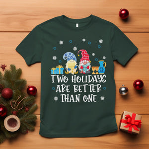 Christmas Hanukkah Two Holidays Are Better Than One Jewish Gnome T Shirt TS09 Dark Forest Green Printyourwear