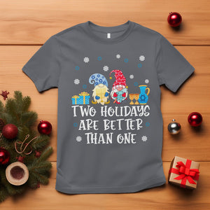 Christmas Hanukkah Two Holidays Are Better Than One Jewish Gnome T Shirt TS09 Charcoal Printyourwear