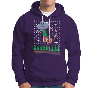 Christmas Hoodie Alien Invasion Space UFO Catch Santa TS09 Purple Printyourwear