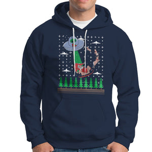 Christmas Hoodie Alien Invasion Space UFO Catch Santa TS09 Navy Printyourwear