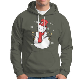 Christmas Hoodie Angry Snowman Funny Xmas TS09 Military Green Printyourwear