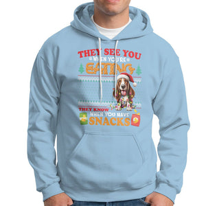 Christmas Hoodie Basset Hound See You're Eating Dog Lover TS09 Light Blue Printyourwear