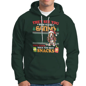 Christmas Hoodie Basset Hound See You're Eating Dog Lover TS09 Dark Forest Green Printyourwear