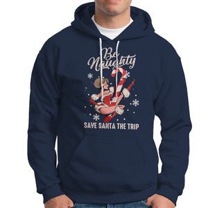 Christmas Hoodie Candy North Pole Be Naughty Save Santa The Trip TS09 Navy Printyourwear