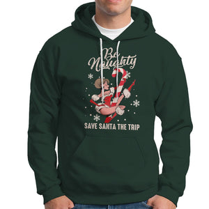 Christmas Hoodie Candy North Pole Be Naughty Save Santa The Trip TS09 Dark Forest Green Printyourwear