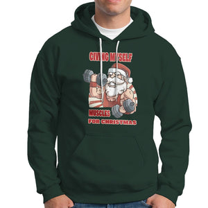 Christmas Hoodie Civing Muscles Santa Weightlifting Gymer TS09 Dark Forest Green Printyourwear