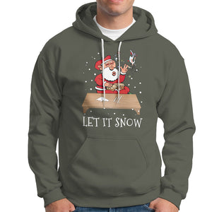 Christmas Hoodie Cocaine Let It Snow Ugly Santa Snorting TS09 Military Green Printyourwear