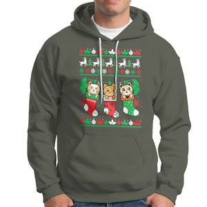 Christmas Hoodie Cute Cat In Sock Merry Catmas TS09 Printyourwear