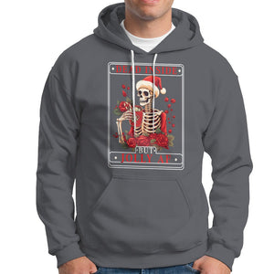 Christmas Hoodie Dead Inside But Jolly AF Funny Chillin'Skeleton TS09 Charcoal Printyourwear