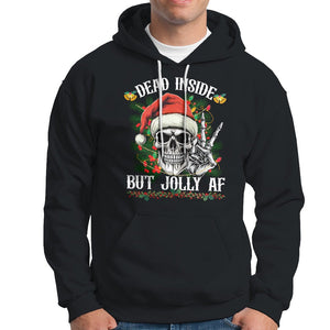 Christmas Hoodie Dead Inside But Jolly AF Funny Skull Skeleton TS09 Black Printyourwear