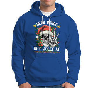 Christmas Hoodie Dead Inside But Jolly AF Funny Skull Skeleton TS09 Royal Blue Printyourwear