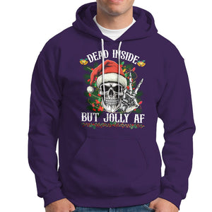 Christmas Hoodie Dead Inside But Jolly AF Funny Skull Skeleton TS09 Purple Printyourwear