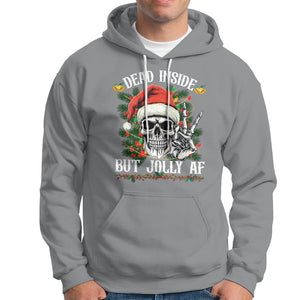 Christmas Hoodie Dead Inside But Jolly AF Funny Skull Skeleton TS09 Sport Gray Printyourwear