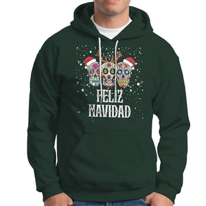 Christmas Hoodie Feliz Navidad Mexican Sugar Skulls Reindeer Santa TS09 Dark Forest Green Printyourwear