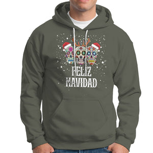 Christmas Hoodie Feliz Navidad Mexican Sugar Skulls Reindeer Santa TS09 Military Green Printyourwear