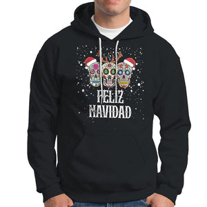 Christmas Hoodie Feliz Navidad Mexican Sugar Skulls Reindeer Santa TS09 Black Printyourwear