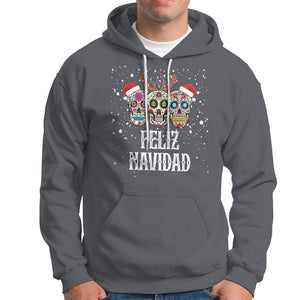 Christmas Hoodie Feliz Navidad Mexican Sugar Skulls Reindeer Santa TS09 Charcoal Printyourwear