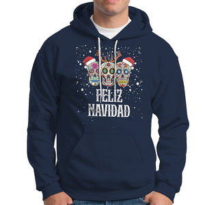 Christmas Hoodie Feliz Navidad Mexican Sugar Skulls Reindeer Santa TS09 Navy Printyourwear