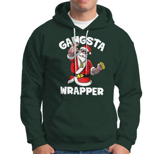 Christmas Hoodie Gangsta Wrapper Funny Santa Hip Hop TS09 Dark Forest Green Printyourwear