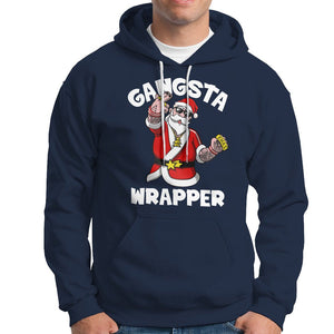 Christmas Hoodie Gangsta Wrapper Funny Santa Hip Hop TS09 Navy Printyourwear