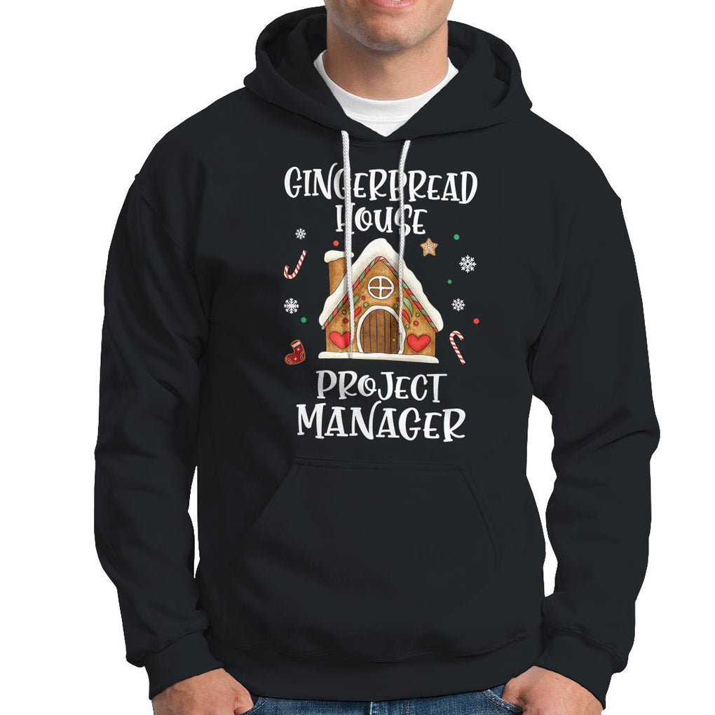 Christmas Hoodie Gingerbread House Project manager Decorating Baking TS09 Black Printyourwear