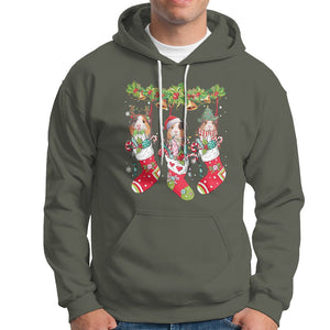 Christmas Hoodie Guinea Pig In Xmas Socks Cute Santa Hat TS09 Military Green Printyourwear