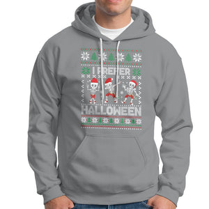 Christmas Hoodie I Prefer Halloween Cool Santa Skeleton Dancing TS09 Sport Gray Printyourwear