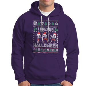 Christmas Hoodie I Prefer Halloween Cool Santa Skeleton Dancing TS09 Purple Printyourwear