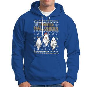 Christmas Hoodie I Prefer Halloween Cute Santa Ghost Boo Skeleton TS09 Royal Blue Printyourwear