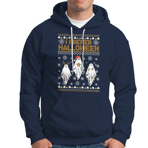 Christmas Hoodie I Prefer Halloween Cute Santa Ghost Boo Skeleton TS09 Navy Printyourwear