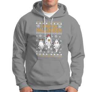 Christmas Hoodie I Prefer Halloween Cute Santa Ghost Boo Skeleton TS09 Sport Gray Printyourwear