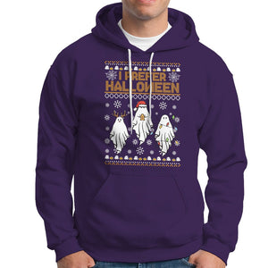 Christmas Hoodie I Prefer Halloween Cute Santa Ghost Boo Skeleton TS09 Purple Printyourwear