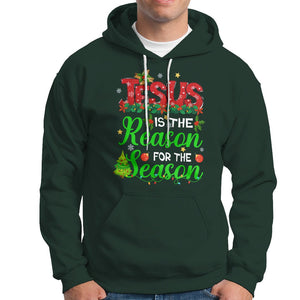 Christmas Hoodie Jesus Is The Reason For The Season TS09 Dark Forest Green Printyourwear