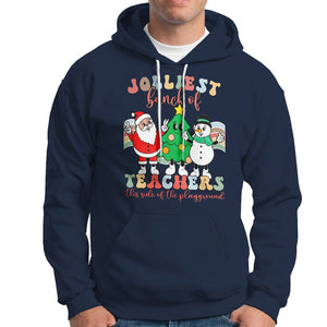 Christmas Hoodie Jolliest Bunch Of Teachers This Side Of The Playground TS09 Navy Printyourwear