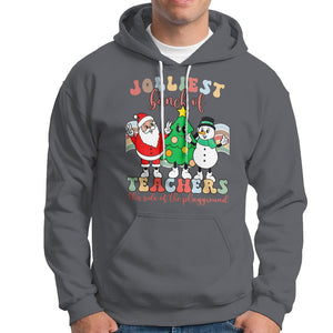 Christmas Hoodie Jolliest Bunch Of Teachers This Side Of The Playground TS09 Charcoal Printyourwear