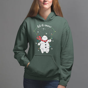 Christmas Hoodie Let It Snow Cute Snowman Xmas TS09 Dark Forest Green Printyourwear